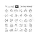 Law and justice linear icons set