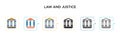 Law and justice vector icon in 6 different modern styles. Black, two colored law and justice icons designed in filled, outline, Royalty Free Stock Photo