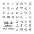 Law and lawyer services icons set for web design, mobile app, graphic design