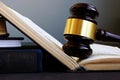 Law and legal system. Gavel and open book. Royalty Free Stock Photo