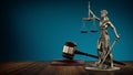 Law Legal System Justice Crime and violence concept. Themis and Gavel. 3d Render illustration Royalty Free Stock Photo
