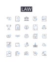 Law line icons collection. Insight, Perception, Empathy, Awareness, Sixth sense, Instinct, Introspection vector and Royalty Free Stock Photo