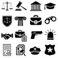 Law line icons vector set. justice illustration sign collection. Police symbol. Royalty Free Stock Photo