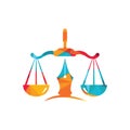 Law logo vector with judicial balance symbolic of justice scale in a pen nib.