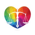 Law logo vector with judicial balance symbolic of justice scale in a pen nib.