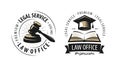 Law office, attorney, lawyer logo or label. Justice symbol. Vector illustration