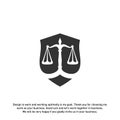 Law office logo in the form of shield with greece column and scales. The judge, Law firm Vector Royalty Free Stock Photo