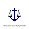 Law office logo in the form of shield with greece column and scales. The judge, Law firm Vector Royalty Free Stock Photo