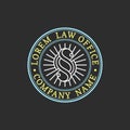 Law office logo. Vector vintage attorney, advocate label, juridical firm badge. Act, principle, legal icon design.