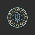 Law office logo. Vector vintage attorney, advocate label, juridical firm badge. Act, principle, legal icon design.