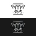 Law office logos set. Vector vintage attorney, advocate labels, juridical firm badges. Act,principle,legal icons design.