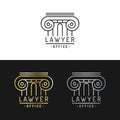 Law office logos set. Vector vintage attorney, advocate labels, juridical firm badges. Act,principle,legal icons design.