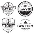 Law office logotypes set with scales of justice, gavel etc illustrations Royalty Free Stock Photo