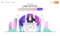 Law office web concept for landing page. Lawyer offers services for businessmen companies, execution of documents, legal advice Royalty Free Stock Photo