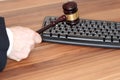 Law with keyboard symbol and gavel Royalty Free Stock Photo