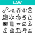 Law and Order Linear Vector Icons Set