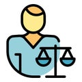 Law person icon color outline vector