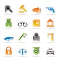 Law, Police and Crime icons Royalty Free Stock Photo