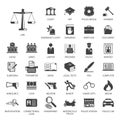 Law and police icon set Royalty Free Stock Photo