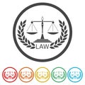 Law ring icon, color set