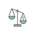 Law Scale with Dollar Sign vector concept colored icon or sign Royalty Free Stock Photo