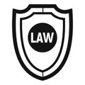 Law shield icon, simple style Royalty Free Stock Photo