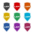 Law shield logo design, color set Royalty Free Stock Photo