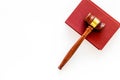 Law student concept. Judge gavel and vintage books on white background top view copy space Royalty Free Stock Photo