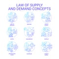 Law of supply blue gradient concept icons Royalty Free Stock Photo