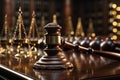 Law symbol gavel and lawyers in firm background, illustrating legal teamwork and service