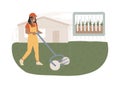 Lawn aeration isolated concept vector illustration.