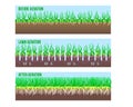 After and Before Lawn Aeration stage illustration. Gardening long grass lawn care, landscaping service. Vector stock Royalty Free Stock Photo