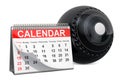 Lawn bowl ball with calendar, lawn bowl events calendar concept. 3D rendering