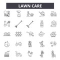 Lawn care line icons, signs, vector set, outline illustration concept