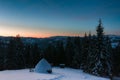 Sunrise on a winter mountains