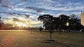 Lawn of the esplanade of ministries, at dusk with a view of the Cathedral Church Royalty Free Stock Photo