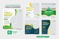 Lawn gardening social media banner template collection. Agriculture farming business service flyer set design. Gardening and lawn