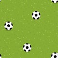 Lawn grass seamless with football in summer field,Vector cartoon Soccer ball on nature green field texture,Pattern meadow in Royalty Free Stock Photo