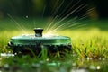 Lawn irrigation Automatic sprinkler system conserves water, with adjustable head