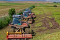 Lawn mover cabins on a foeld Royalty Free Stock Photo