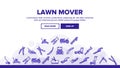 Lawn Mover Landing Header Vector