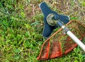 Lawn mower cutting disc for lawn mowing. Royalty Free Stock Photo