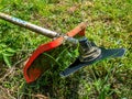 Lawn mower cutting disc for lawn mowing. Royalty Free Stock Photo