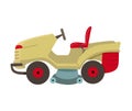 Lawn mower for cutting grass. Gardening agricultural machinery isolated on white background.Vector illustration in flat Royalty Free Stock Photo