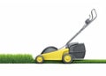 Lawn mower cutting grass isolated on white background. Royalty Free Stock Photo