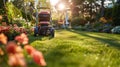 Lawn Mower in the Garden Royalty Free Stock Photo