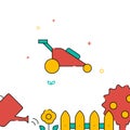 Lawn mower, grass cutter filled line icon, simple vector illustration Royalty Free Stock Photo