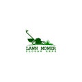 Lawn mower home service logo design template isolated on white background Royalty Free Stock Photo