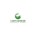 Lawn mower home service logo design template isolated on white background Royalty Free Stock Photo