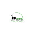 Lawn mower home service logo design template isolated on white background Royalty Free Stock Photo